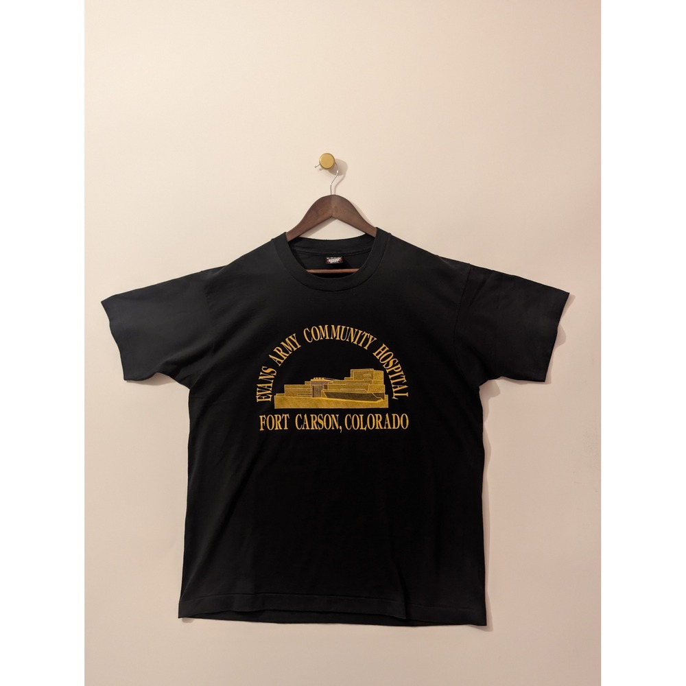 Screen Stars Best T-Shirt Mens XL Black Excellent Evans Army Fort Carson Vintage
